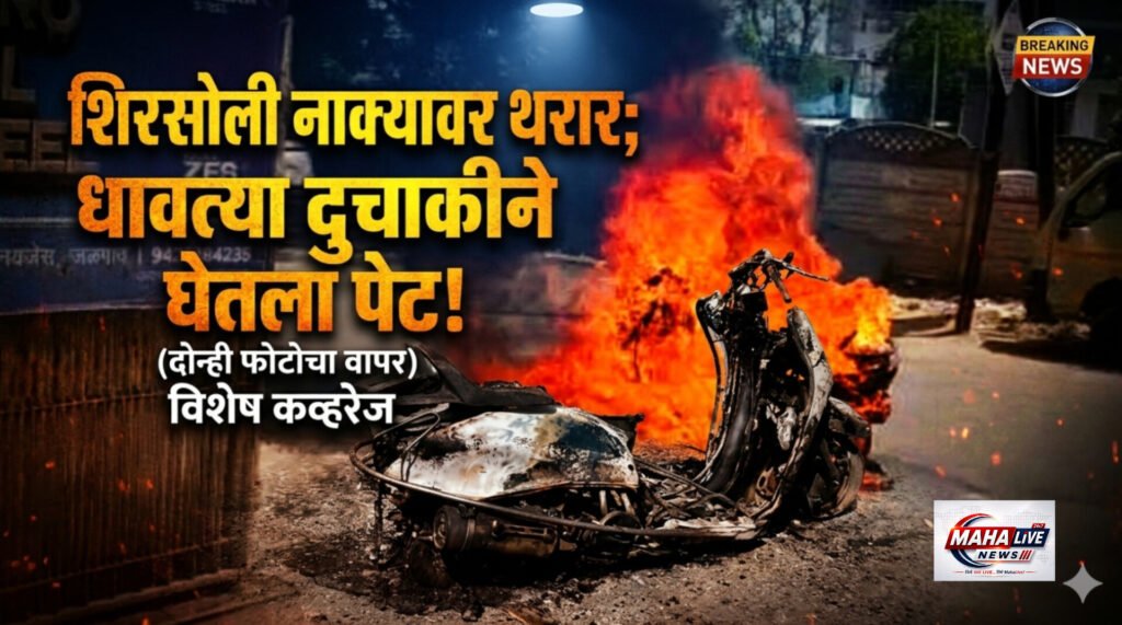 शिरसोली नाक्यावर थरार; धावत्या दुचाकीने घेतला पेट !