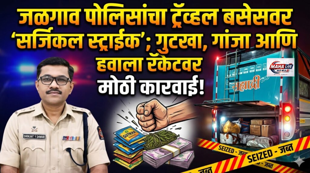 जळगाव पोलिसांचा ट्रॅव्हल बसेसवर ‘सर्जिकल स्ट्राईक’; गुटखा, गांजा आणि हवाला रॅकेटवर मोठी कारवाई!