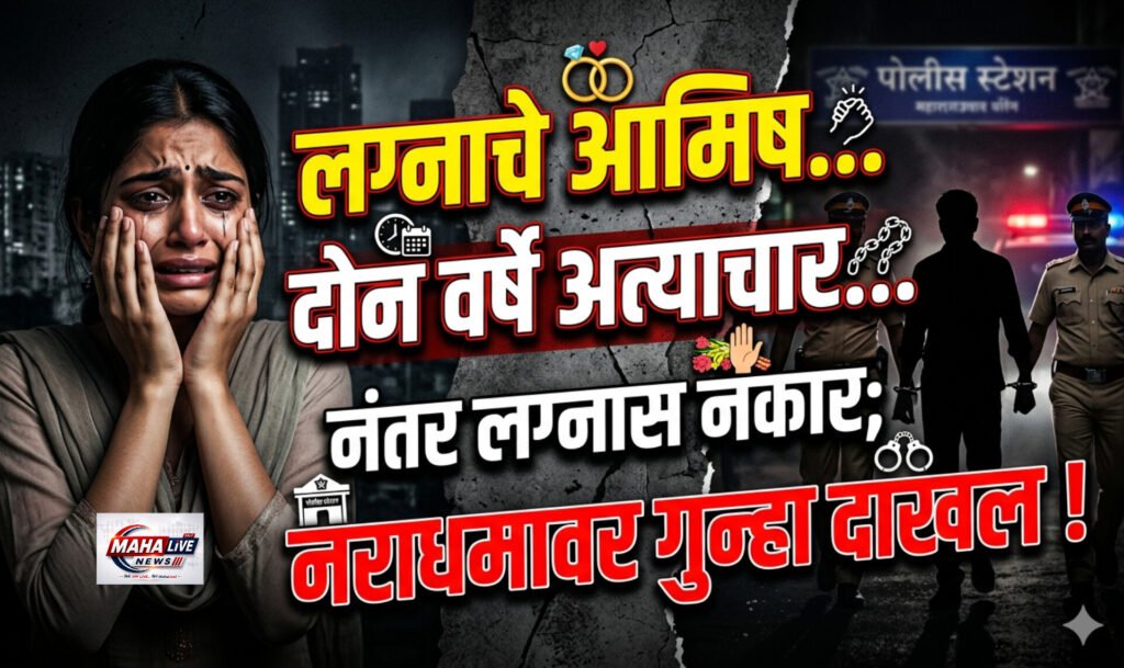 लग्नाचे आमिष…दोन वर्षे अत्याचार… नंतर लग्नास नकार; नराधमावर गुन्हा दाखल !
