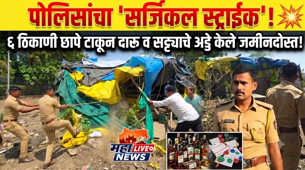 पोलिसांचा ‘सर्जिकल स्ट्राईक’; ६ ठिकाणी छापे टाकून दारू व सट्ट्याचे अड्डे केले जमीनदोस्त!