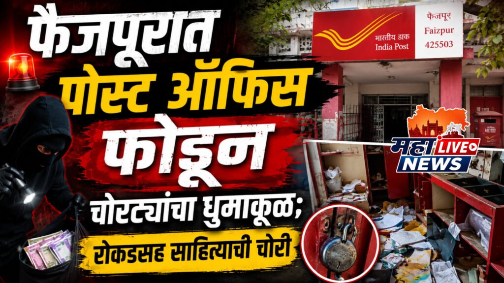 फैजपूरात पोस्ट ऑफिस फोडून चोरट्यांचा धुमाकूळ; रोकडसह साहित्याची चोरी