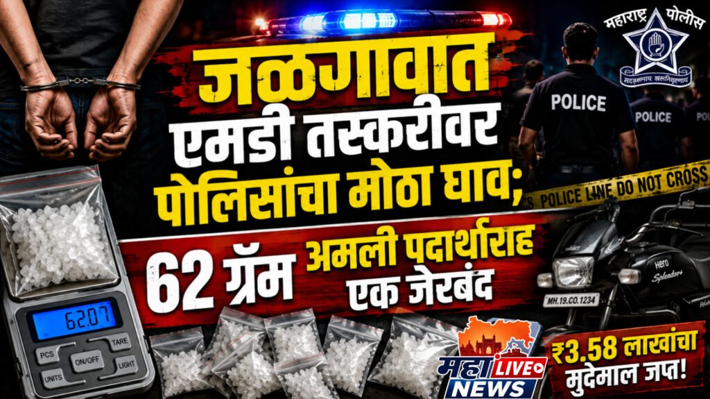 जळगावात एमडी तस्करीवर पोलिसांचा मोठा घाव; 62 ग्रॅम अमली पदार्थासह एक जेरबंद
