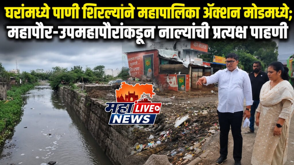 घरांमध्ये पाणी शिरल्याने महापालिका ॲक्शन मोडमध्ये; महापौर-उपमहापौरांकडून नाल्यांची प्रत्यक्ष पाहणी