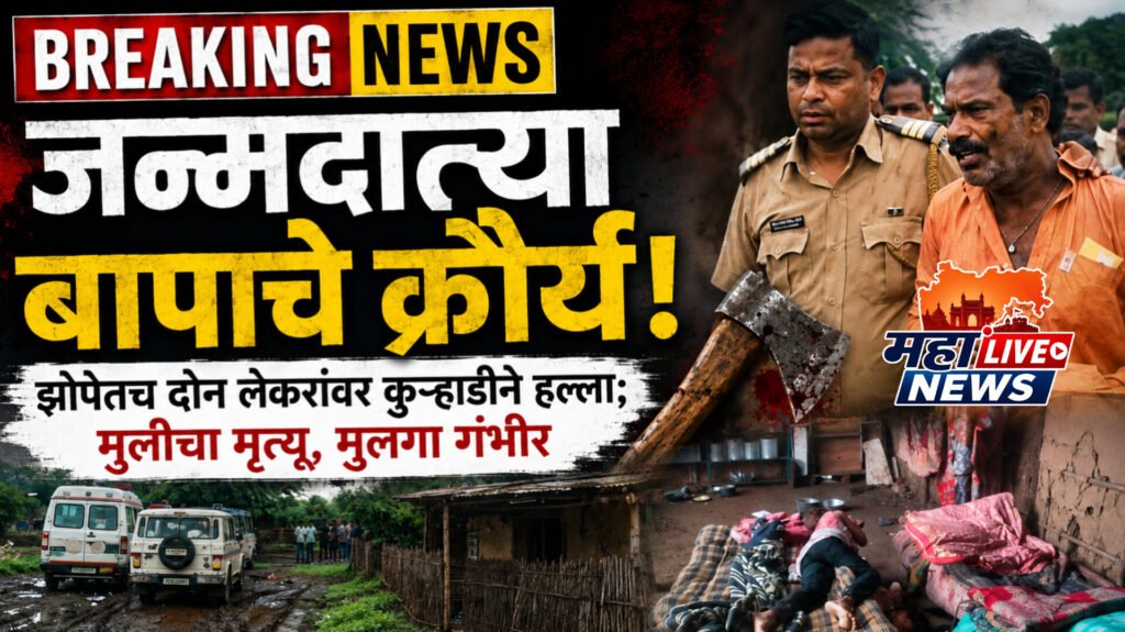 Breaking News: जन्मदात्या बापाचे क्रौर्य! झोपेतच दोन लेकरांवर कुऱ्हाडीने हल्ला; मुलीचा मृत्यू, मुलगा गंभीर