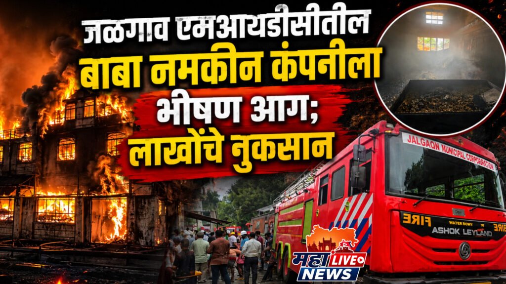 जळगाव एमआयडीसीतील बाबा नमकीन कंपनीला भीषण आग; लाखोंचे नुकसान
