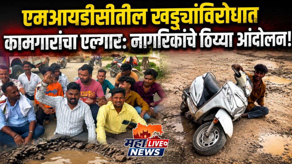 एमआयडीसीतील खड्ड्यांविरोधात कामगारांचा एल्गार: नागरिकांचे ठिय्या आंदोलन!