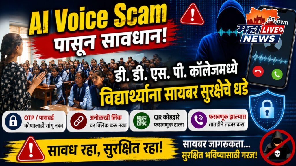 AI Voice Scamपासून सावधान! डी. डी. एस. पी. कॉलेजमध्ये विद्यार्थ्यांना सायबर सुरक्षेचे धडे