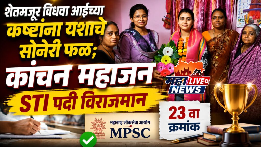 शेतमजूर विधवा आईच्या कष्टांना यशाचे सोनेरी फळ; कांचन महाजन STI पदी विराजमान