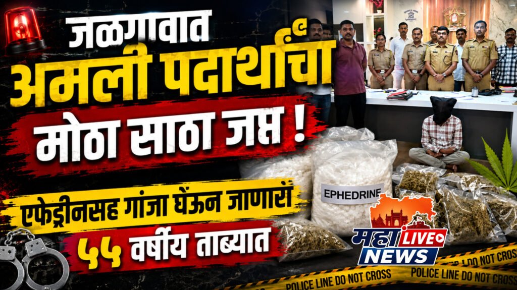 जळगावात अमली पदार्थांचा मोठा साठा जप्त; एफेड्रीनसह गांजा घेऊन जाणारा ५५ वर्षीय ताब्यात