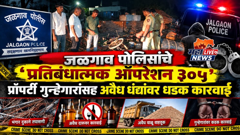 जळगाव पोलिसांचे ‘प्रतिबंधात्मक ऑपरेशन ३०५’; प्रॉपर्टी गुन्हेगारांसह अवैध धंद्यांवर धडक कारवाई