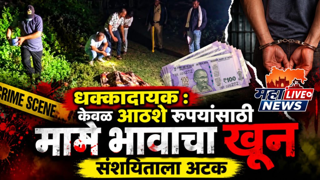 धक्कादायक : केवळ आठशे रुपयांसाठी मामे भावाचा खून: संशयिताला अटक