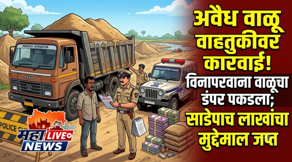 जळगावात विनापरवाना वाळू वाहतुकीचा पर्दाफाश; डंपरसह मुद्देमाल जप्त