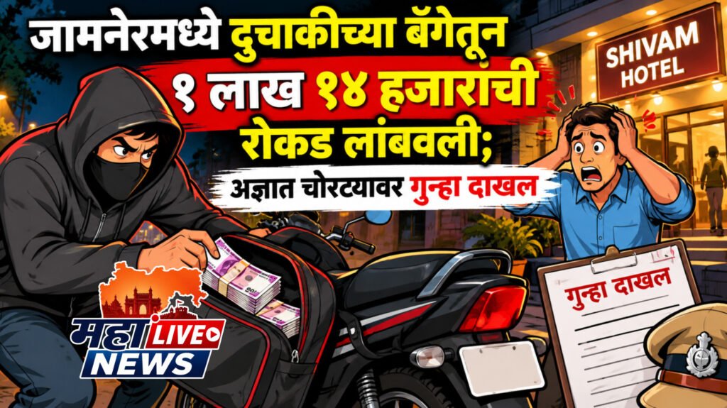 जामनेरमध्ये दुचाकीच्या बॅगेतून १ लाख १४ हजारांची रोकड लांबवली; अज्ञात चोरट्यावर गुन्हा दाखल