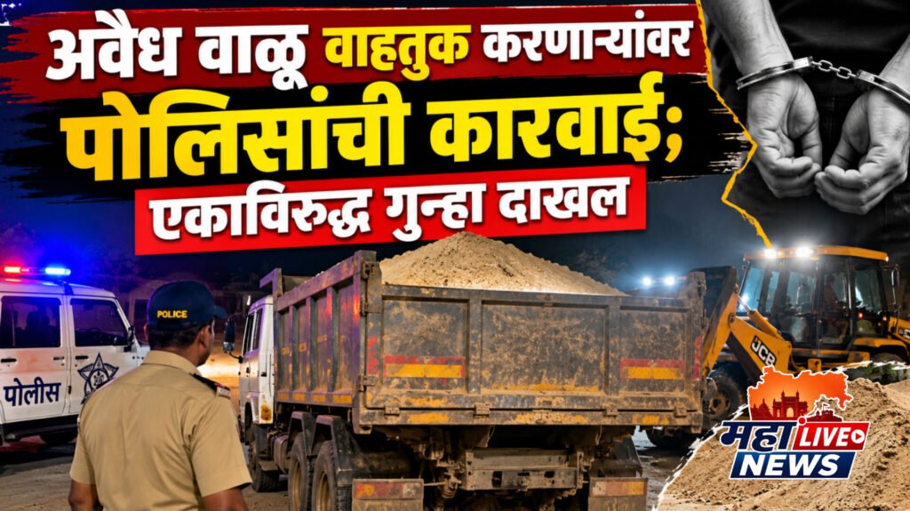 अवैध वाळू वाहतुक करणाऱ्यावर पोलिसांची कारवाई; एकाविरुद्ध गुन्हा दाखल